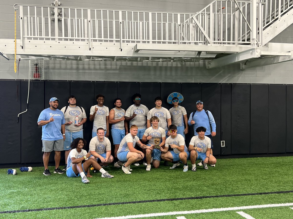 CoachTWilbanks's tweet photo. Big boys competed and Won the division 3 lineman challenge this morning and we now advance to the state championship lineman challenge on 6/24 in Abilene #SWAT #OT @WestRuskRaiders @BurlesonHSU https://t.co/8RXBNsLi8y
