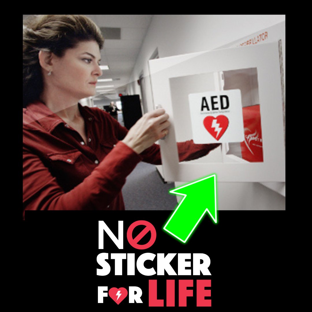 PHWorg's tweet photo. Anyone can use an AED, with audio-visual instructions a 12-year-old can perform. You can’t hurt the victim, yet, public confidence is very low, made worse by TRAINED RESPONDERS ONLY stickers. Post your AED photo to show if it’s sticker free! #NoStickerForLife  #CPRAEDWeek https://t.co/fJB39nzBf8