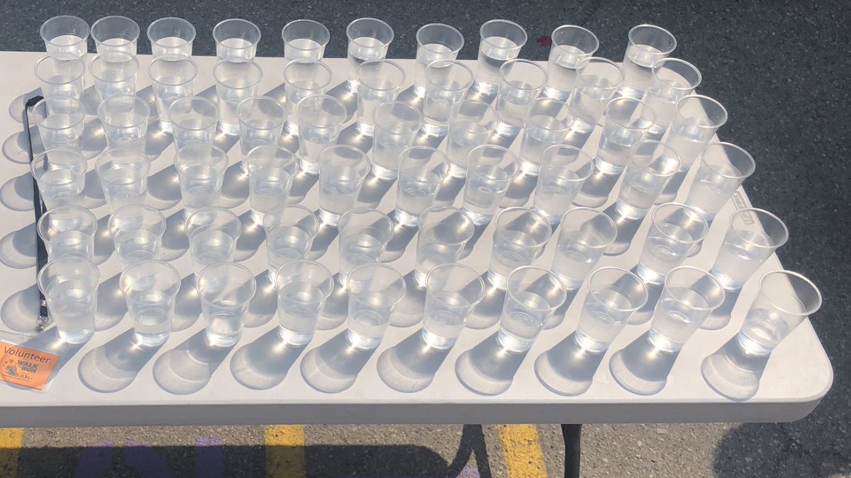 SallyCh29622279's tweet photo. Some water cup math from today’s #TVDSB  #runfortheFUNd event. If there were 90 water cups in total then what would the whole picture (array) look like? https://t.co/kPlyjFxnuB