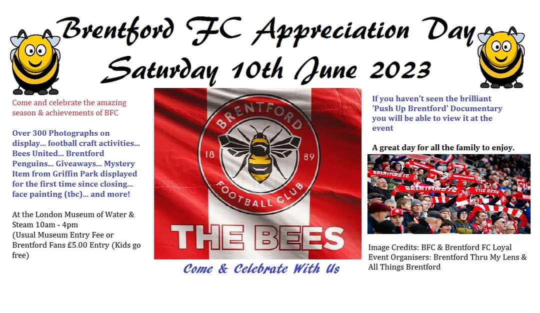 Calling all Brentford Fans ... Great event next Saturday celebrating the amazing season. Things to interest all ages. We are delighted to be joined by @bees_united & the brilliant Brentford Penguins. Join us from 10am - 4pm #brentfordfootballclub #brentfordfc #brentfordfans