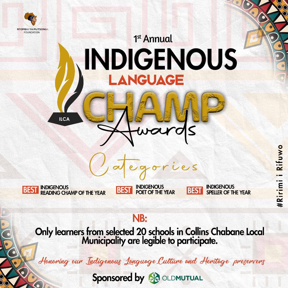 nymfoundationsa's tweet photo. Celebrating Indigenous Excellence! Attention learners of Collins Chabane Local Municipality! 🎉20 schools are selected to showcase their talent and celebrate our rich cultural heritage. let's make history together! #ririmiirifuwo https://t.co/7zZRK4aEdf