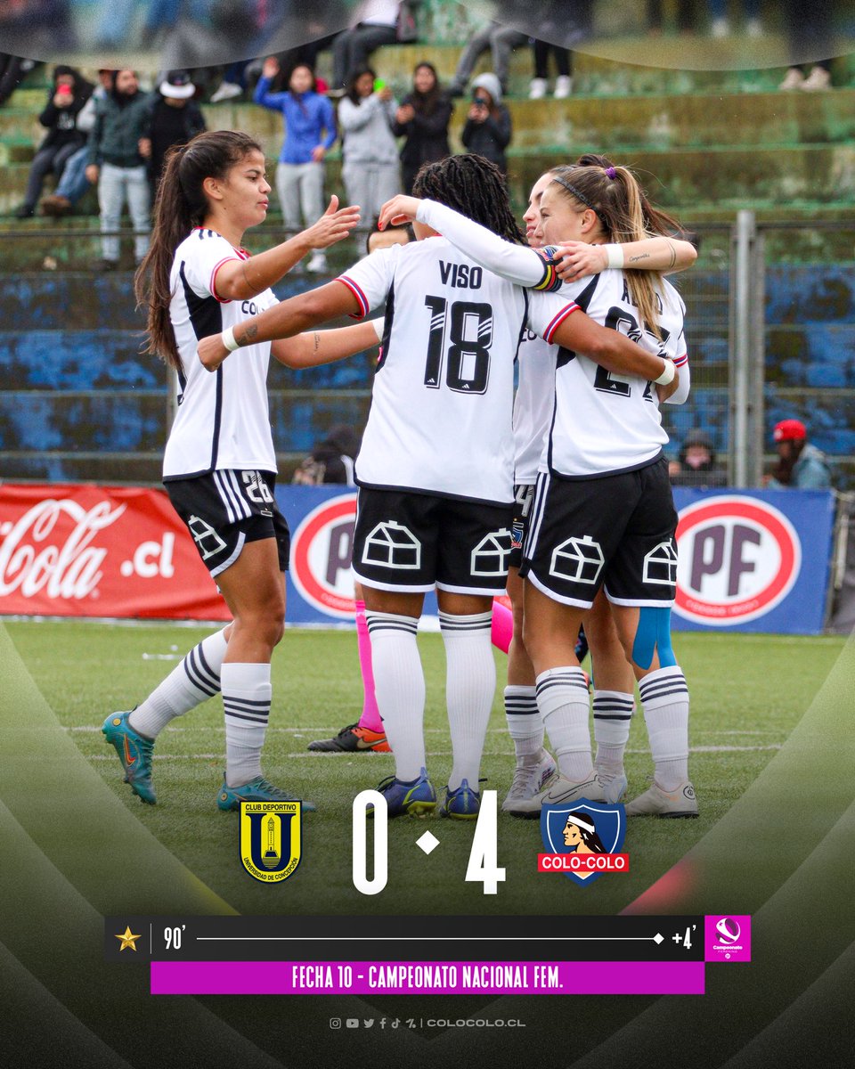 ColoColoFem's tweet photo. 𝐆𝐀𝐍𝐀𝐑𝐎𝐍 𝐋𝐀𝐒 𝐂𝐀𝐌𝐏𝐄𝐎𝐍𝐀𝐒 

Triunfazo en el sur con goles de Viso, Olave y doblete de Aedo 👏🏼🏁

¡SEGUIMOS TODAS JUNTAS! ⚪️⚫️ https://t.co/Cz4DO9c3a6