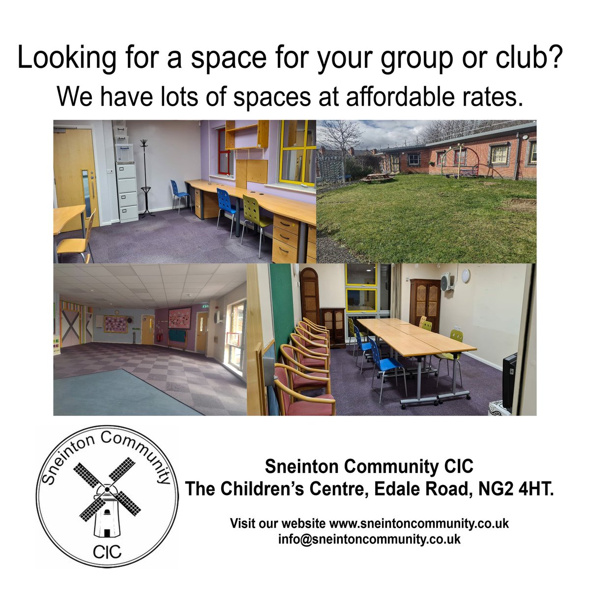 We have been making some super spaces for you to hire and use. Our prices start from £16 per hour. Visit our website where you can see more.
sneintoncommunity.co.uk 
Run your group or club with us. #community #sneinton #sneintoncommunity