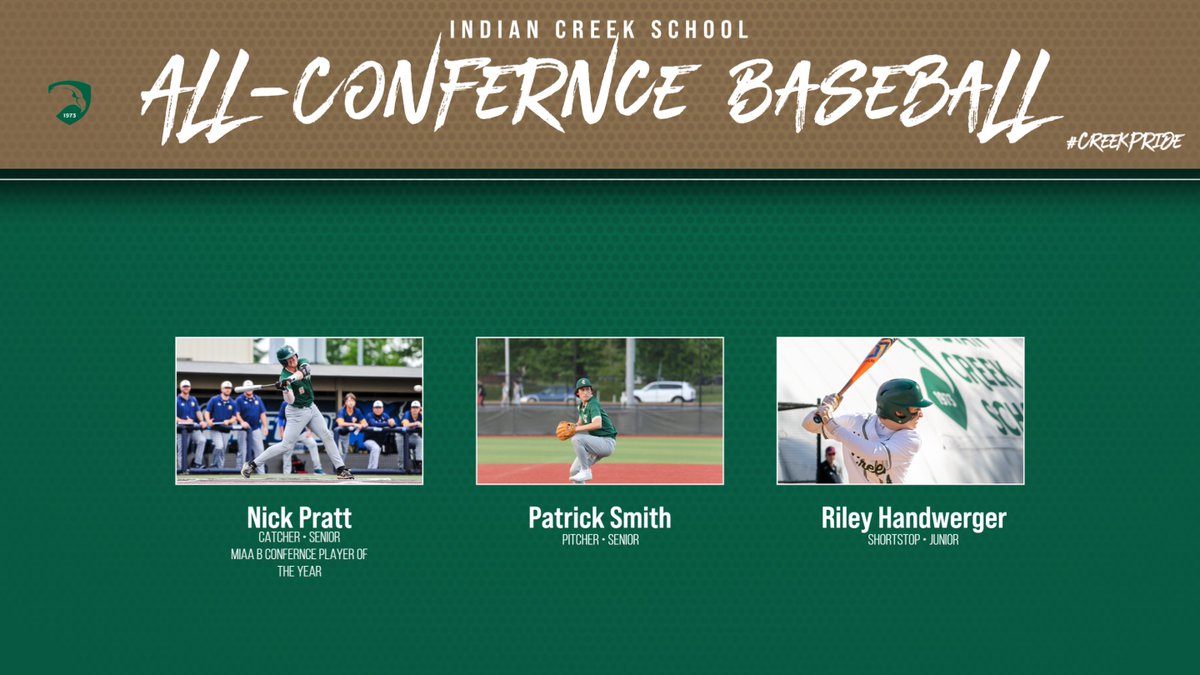 Congrats to @icseagles Patrick Smith, Riley Handwerger and @miaaathletics Baseball B Conference Player of the Year Nick Pratt!
#creekpride