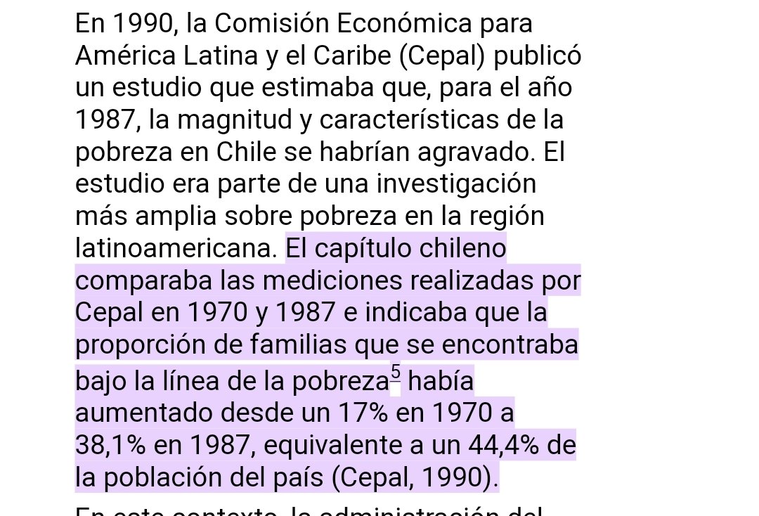 Independiente q tema metodologías q señala <a href="/paeguiguren/">Pablo Eguiguren Reyes 🇨🇱</a> es cierto, es ingenuo q pretenda q política% no cite únicas cifras existentes sobre la materia. Y acá dejo +: Centro Democracia y Progreso (Le Fort 2017) y CEPAL. Misma conclusión: habían + pobres después q antes de Pinochet