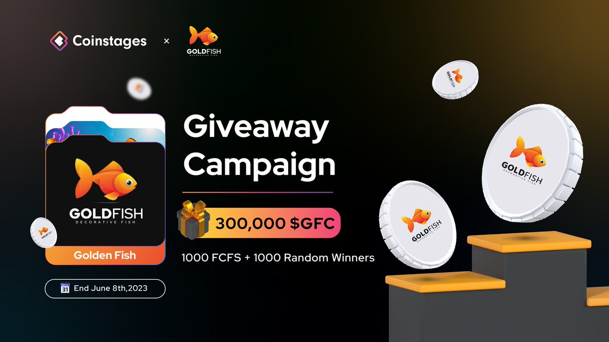 Coinstages (@coinstages) on Twitter photo 🥳We’re excited to announce our next #Giveaway with @golden_found
🎁Prize Pool: 300,000 $GFC For 1000 FCFS + 1000 Random Winners
📃Task
➡️Follow <a href="/Coinstages/">Coinstages</a> & @golden_found
➡️Tag 3 Your Friends
✅Complete forms.gle/vv1DHSEvZuQxD9…
⏰ End 8th June
#Giveaway #GoldenFish #Crypto 🥳We’re excited to announce our next #Giveaway with @golden_found
🎁Prize Pool: 300,000 $GFC For 1000 FCFS + 1000 Random Winners
📃Task
➡️Follow <a href="/Coinstages/">Coinstages</a> & @golden_found
➡️Tag 3 Your Friends
✅Complete forms.gle/vv1DHSEvZuQxD9…
⏰ End 8th June
#Giveaway #GoldenFish #Crypto
