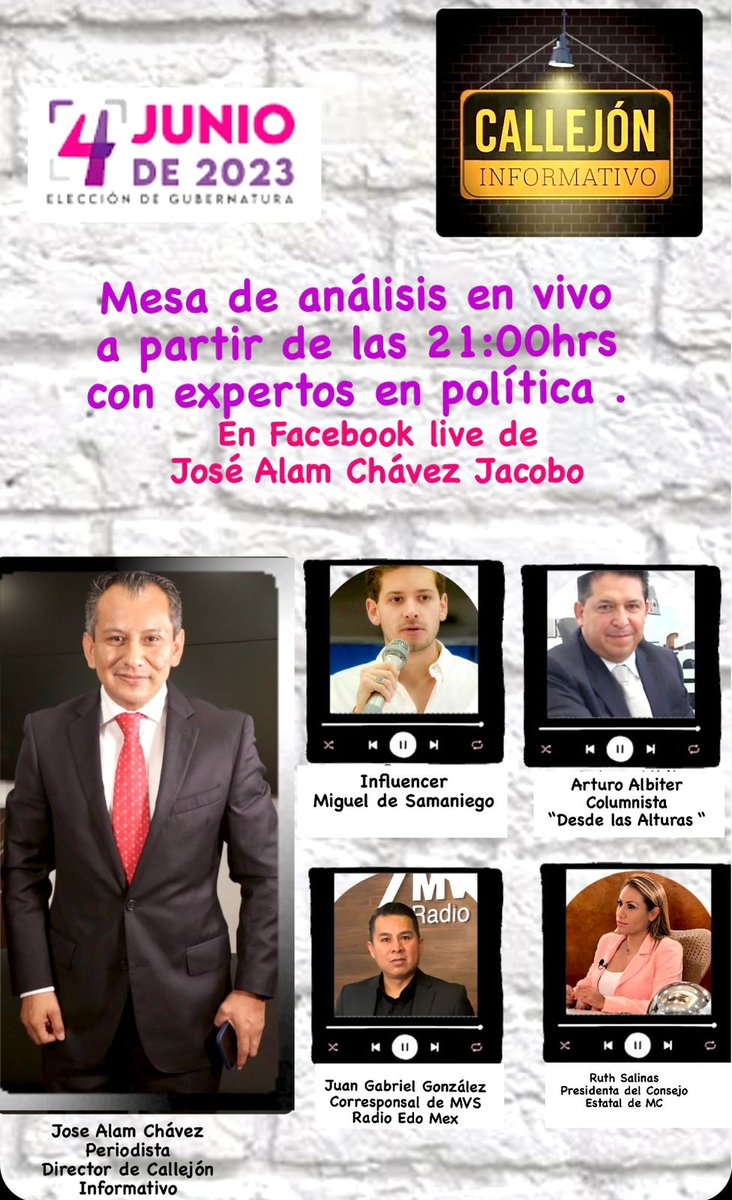 JOSEALAM's tweet photo. Este domingo, después de las 21: 00 horas. #Análisis #Elección #Edomex 

@Juan_gabriel10 @RuthSalinasR @MDesamaniego @albiteram https://t.co/vVyoOHqz30