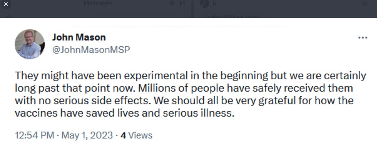 The question is, who were the participants in the beginning who were not told it was an experiment?  Nobody at the Scottish vaccine centres were told this? Very, very serious indeed. @JohnMasonMSP @MareeToddMSP @ScotGovFM @LogicalScot