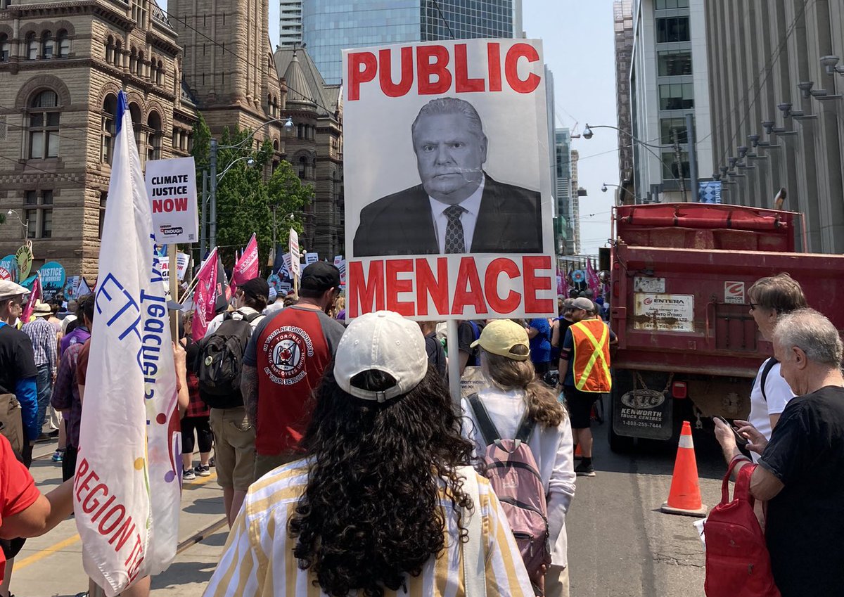 Solidarity with the thousands of people across Ontario who are organizing and protesting today in defence of public health care, protecting the Greenbelt, addressing the cost of living crisis, and so much more. 

#EnoughIsEnoughON but also, when is #GeneralStrikeON happening?🥁