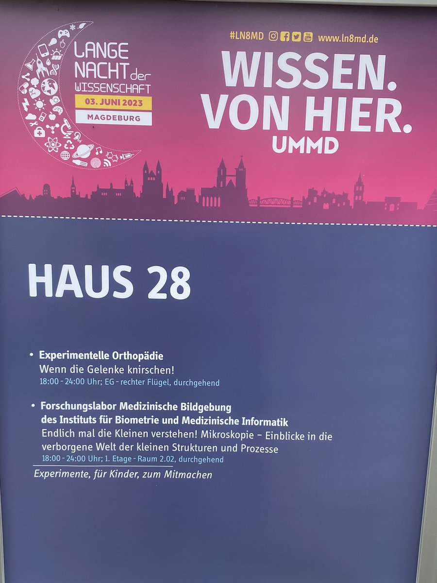 Lange Nacht der Wissenschaften in Magdeburg! Das Labor des IBMI in der Medizinischen Fakultät ist geöffnet!
