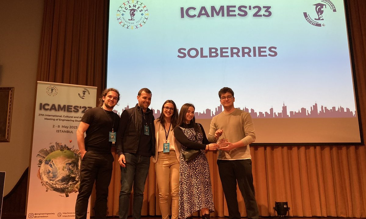 BUENSO's tweet photo. We left behind the 27th of ICAMES on 2-8 May with impressive presentations of 18 teams from 14 different countries and numerous social activities.

The main theme of the competition was smart cities, and our goal was to convey the significance of a small adjustment’s impact. https://t.co/vZLrXnXVK6