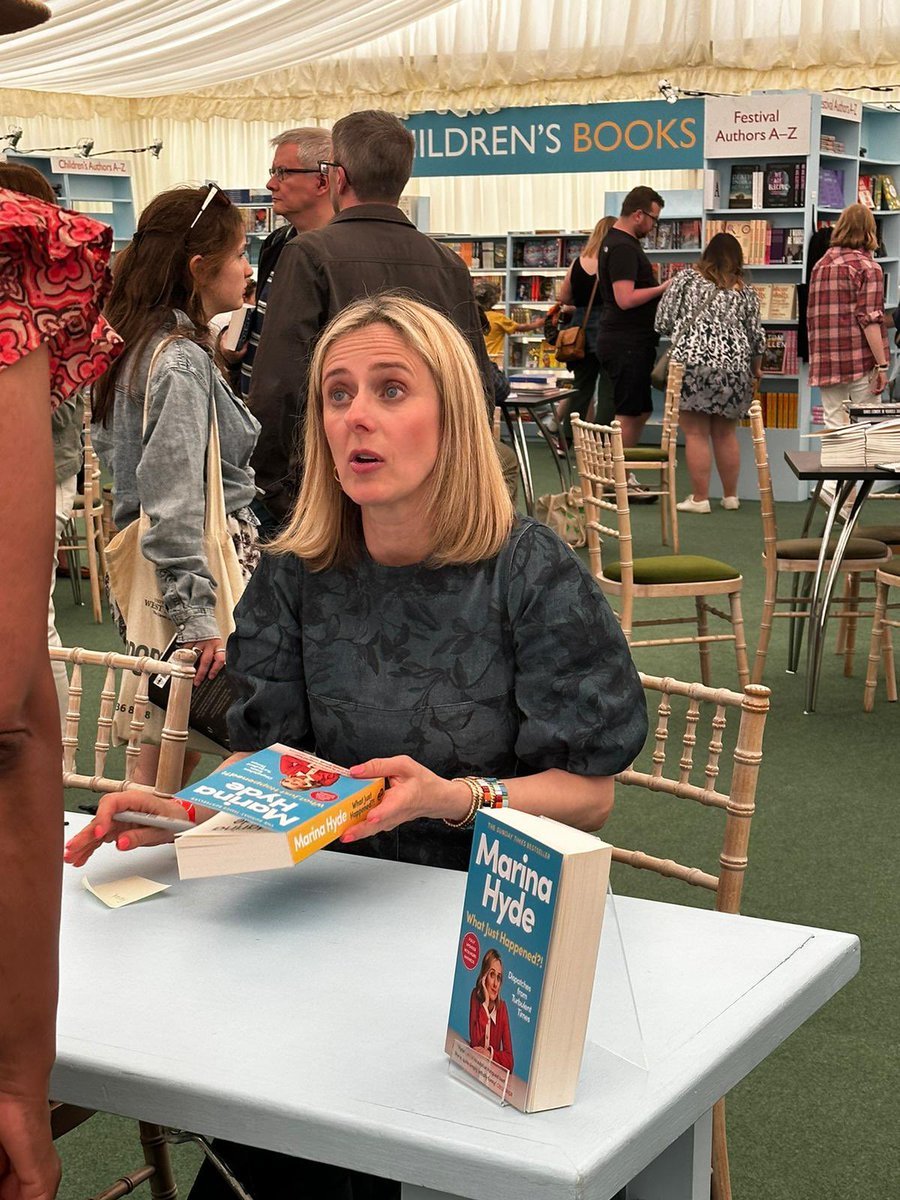 Dyson1Jen's tweet photo. Me, high fiving @MarinaHyde at the behest of little brother @petrakihan 😂😂 Great Hay appearance from a brilliant columnist 😊 https://t.co/YJtWRhqMbT