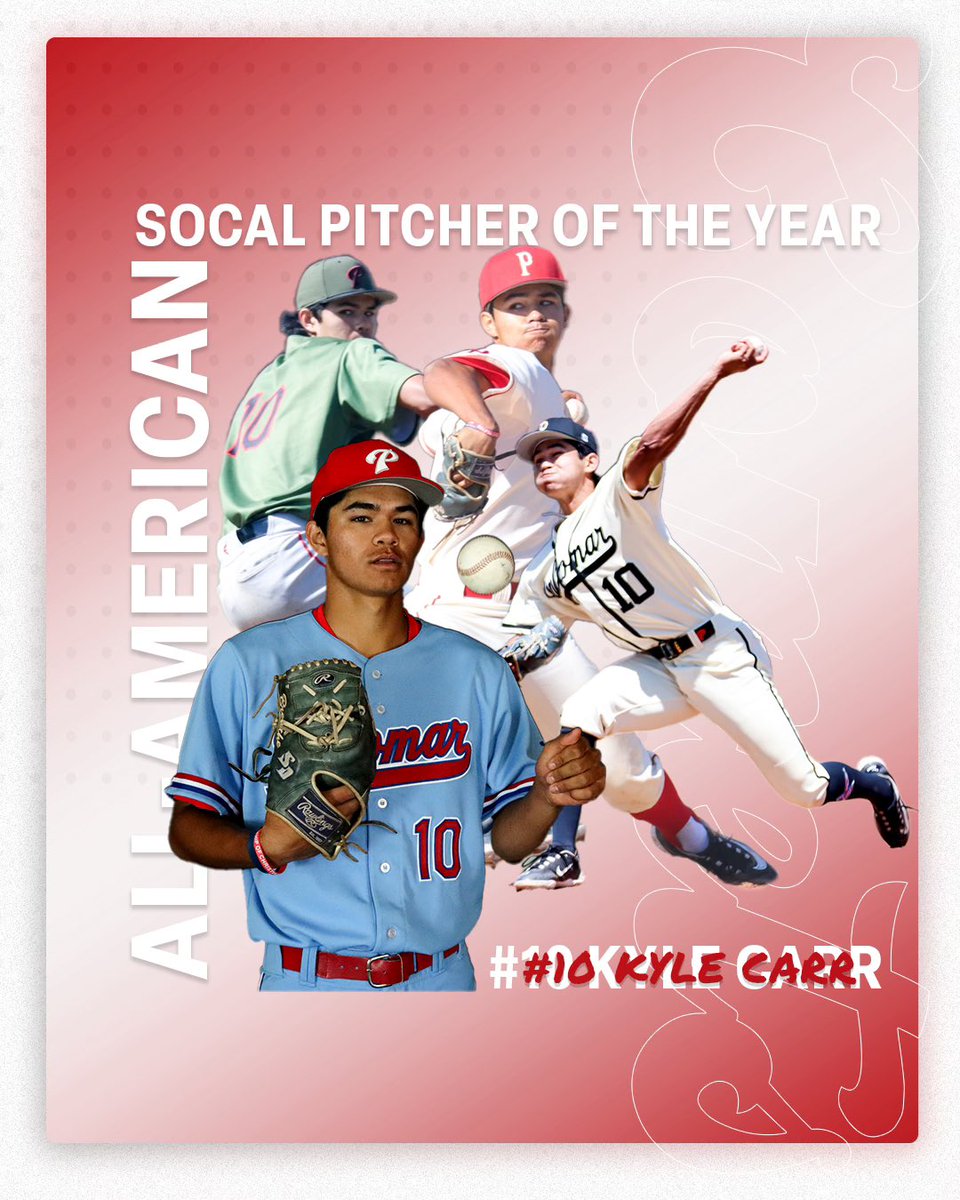 Congrats to <a href="/Kyle_I_Carr/">Kyle Carr</a> for being named the 2023 California Community College Southern California Pitcher of the Year!

This marks the 2nd straight year a Comet pitcher has won the award!

Kyle led SoCal in Wins &amp; ERA while finishing 2nd in K per 9. 

Congrats Kyle!

#RollComets