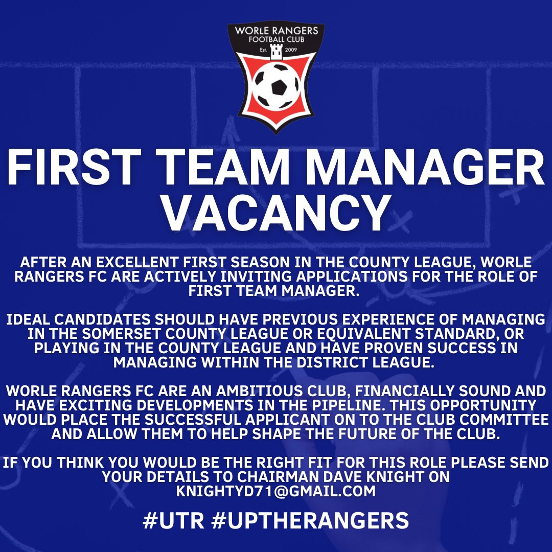 worle_rangers's tweet photo. An exciting opportunity for the right person! Get in contact with chairman @knightyd4 for a chat. https://t.co/fXWb0kNAb2