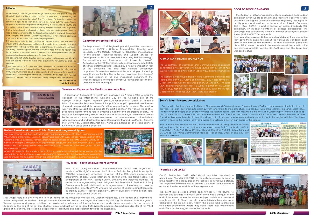 VISATCollege's tweet photo. The 3rd edition of "Bits and Bytes," our College Newsletter, was released by our esteemed College Chairman Shri. Raju Kurian. Get ready to dive into a world of inspiring achievements, and exciting updates from our college community. 📷📷

#bitsandbytes #VISAT  #visatnewsletter https://t.co/rAGfgRi9xH