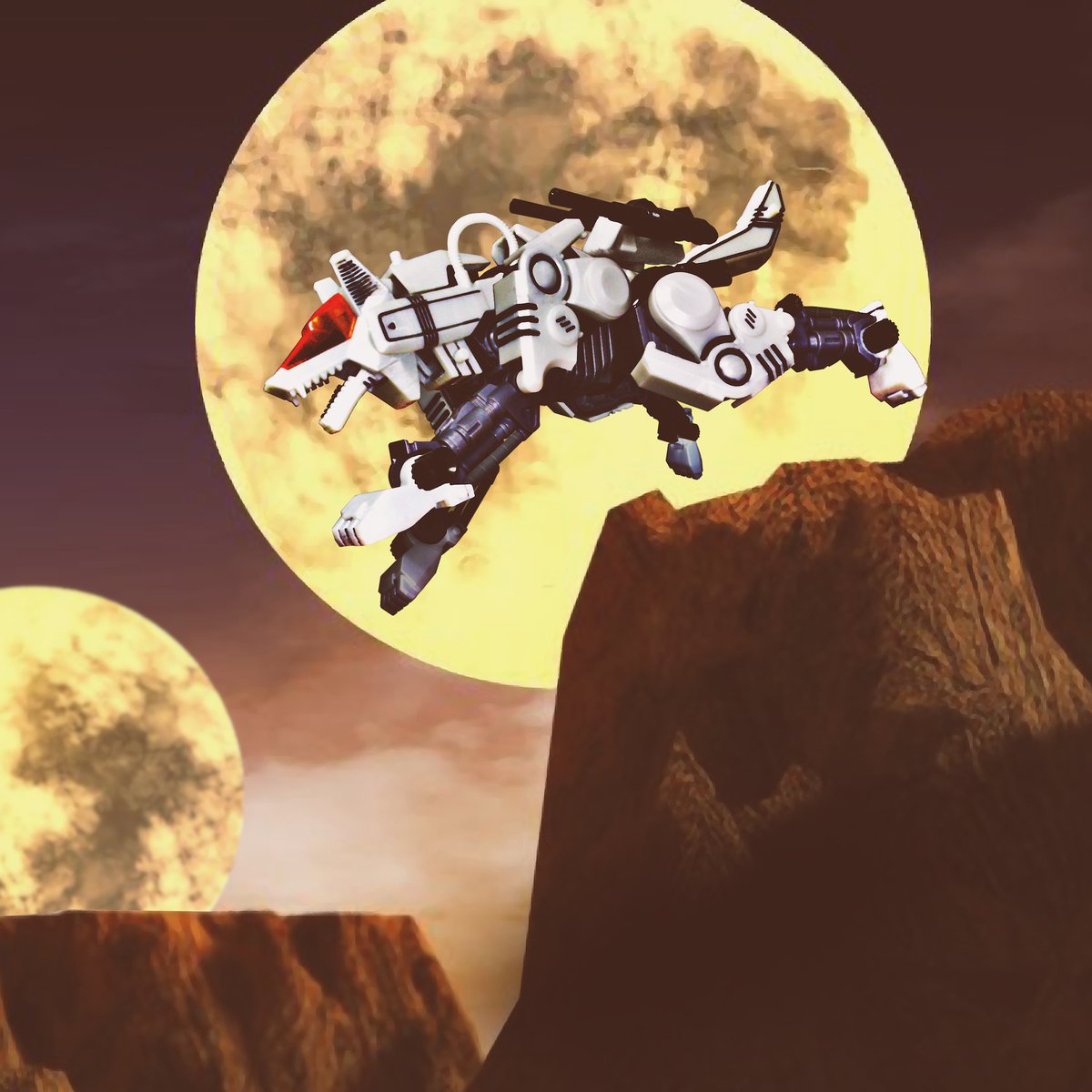 masouryu's tweet image. 簡単に作るつもりだが想像以上に時間がかかってしまった。
背景はまるごとフリー素材だが月が一つしかなかったのでコピペで二つにしてある。
#コマンドウルフ
#commandwolf