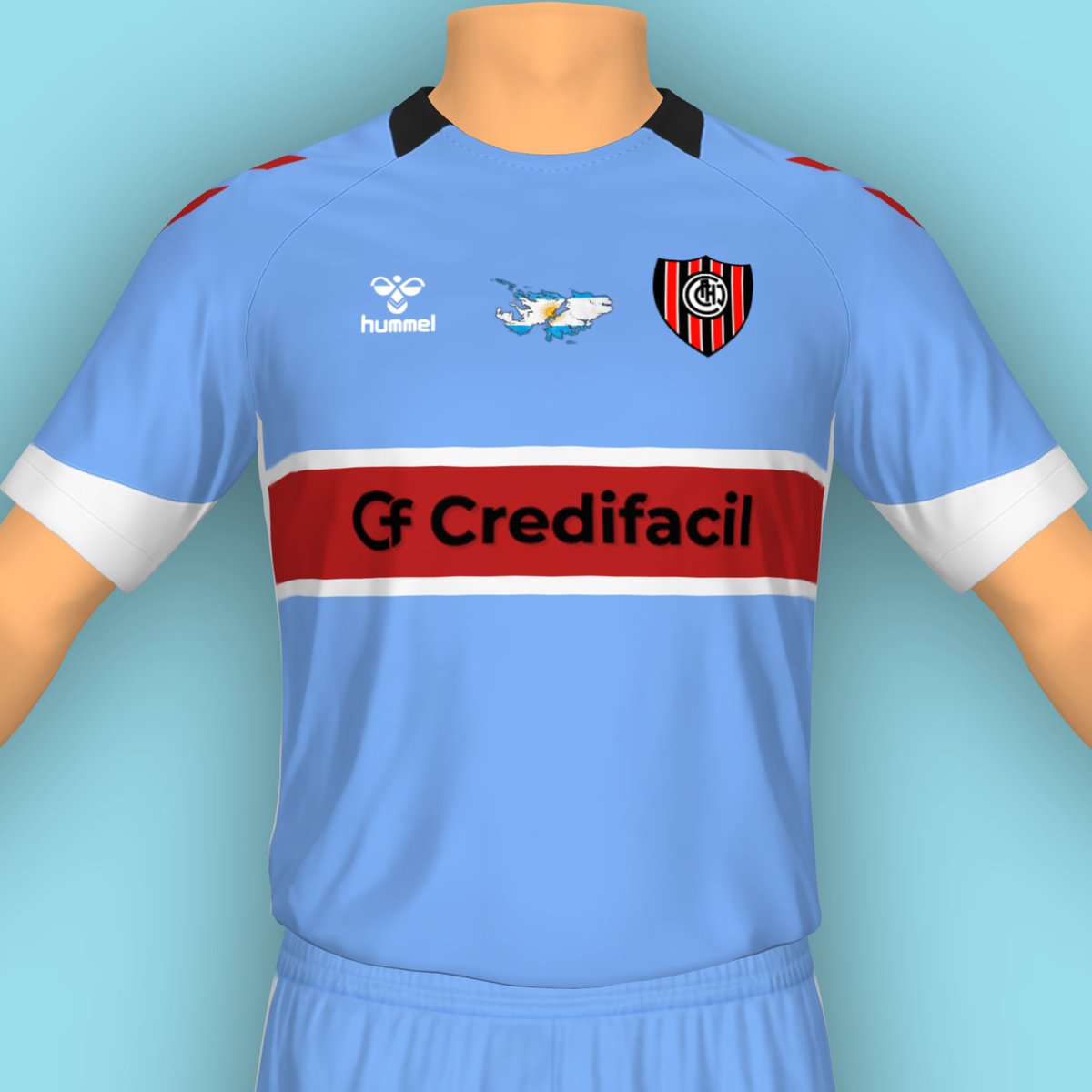 Tutancamis's tweet photo. Hoy en camisetas argentinas, tenemos la de @ChacaOficial ⚫️⚪️🔴; con una edición especial en la que el funebrero conmemora el campeonato del mundo de Catar 2022 con un color celeste y símbolos argentinos mezclados con los colores del club.

#Chacarita #Funebrero #Argentina https://t.co/hwWMlutXD7