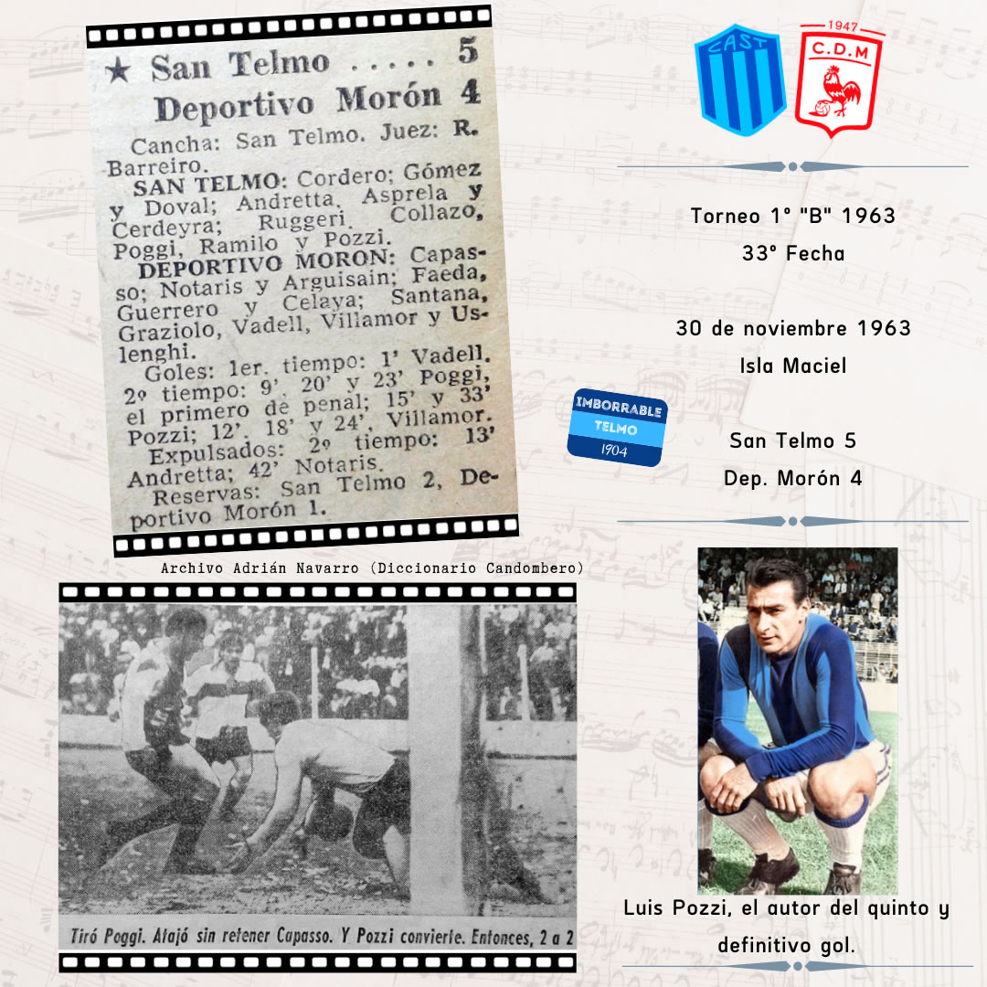 ImborrableTelmo's tweet photo. 🔹De la historia entre #SanTelmo y #Moron
🔹El partido más #Imborrable de todos...
👏Palo y palo...
⚽️Tres de Poggi para #Telmo
⚽️Tres de Villamor para el #Gallo
💪El "Tanque" Luis Pozzi puso el definitivo 5-4 para el #Candombero un 30 de noviembre de 1963. https://t.co/5AAwyNtuQN
