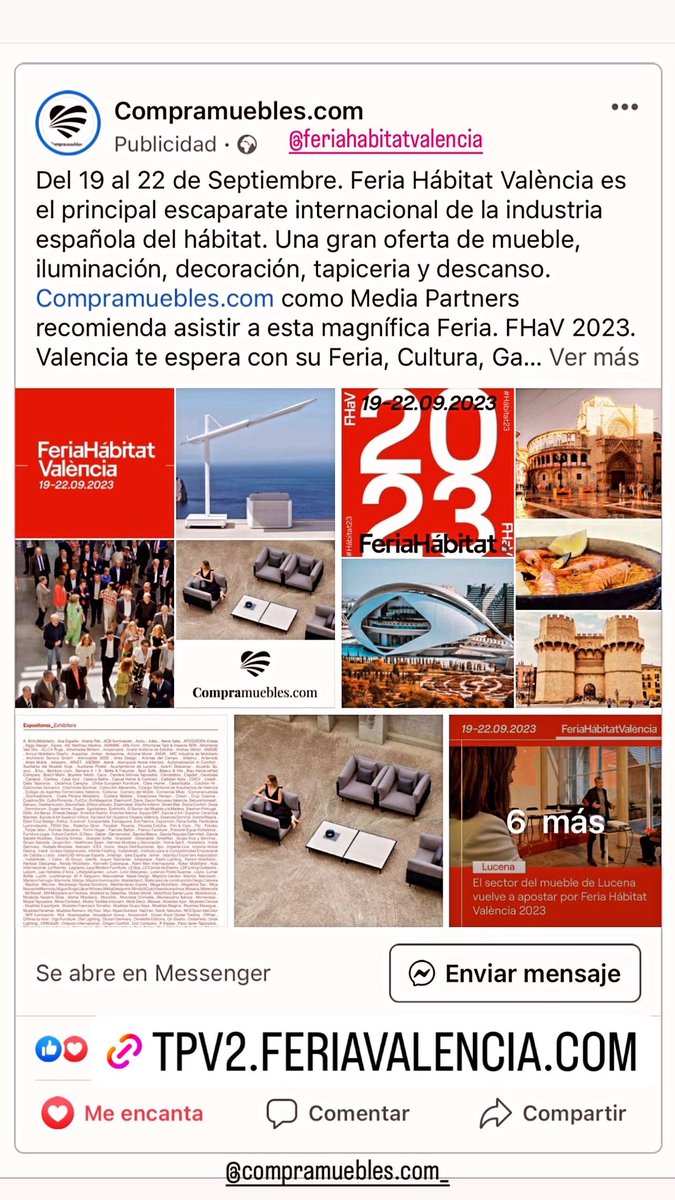 Compramuebles1's tweet photo. Del 19 al 22 de Septiembre. Feria Hábitat València es el principal escaparate internacional de la industria española del hábitat. Una gran oferta de mueble, iluminación, decoración, tapiceria y descanso. https://t.co/6puNzTqspJ aquí tu pase👉 https://t.co/fqtOGnfZrd https://t.co/rXurDc4iBF
