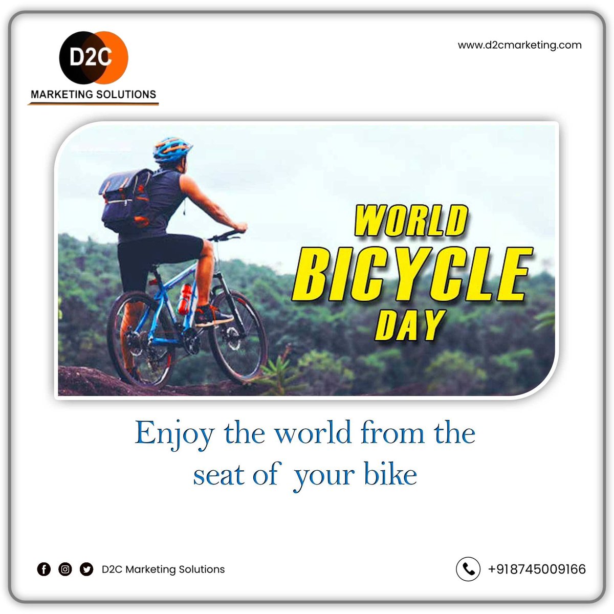 WORLD BICYCLE DAY 
Enjoy the world from the seat of your bike.
#d2c #d2cmarketing