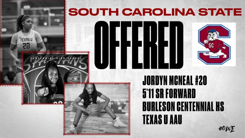 After a great conversation with coach Monier, I am excited and grateful for receiving  a offer from South Carolina State. LET GO BULLDOGS!!!
<a href="/sprtnladyhoops/">Spartan Women’s Basketball</a> <a href="/ScstateWBB/">SC State Women’s Basketball</a> <a href="/TXUBasketball/">Texas U Premier</a>