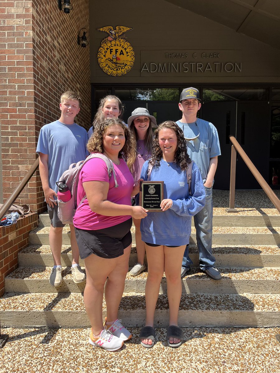 Rockvale_FFA's tweet photo. We had such an amazing time at FFA camp this past week. Every member that attended won a leadership award, Caleb Limpert placed 1st in the quiz contest, an our officers won “Outstanding Officer Team.” I am so proud of them for all they accomplished! 💛💙 https://t.co/B60l33Y8jq