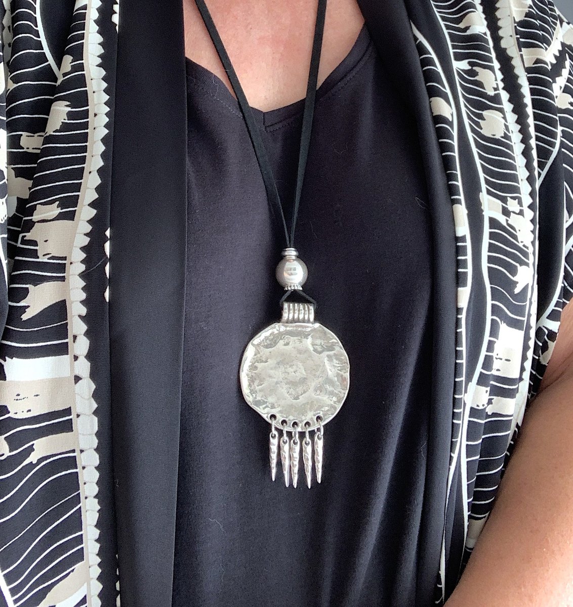 Excited to share the latest addition to my #etsy shop: Silver jewelry, Silver circle long pendant, Statement necklace, Large Big Charm necklace, Leather necklace for women, Chunky Necklace etsy.me/3qrbhPX #women #yes #fauxleather #bohohippie #leathernecklace #s