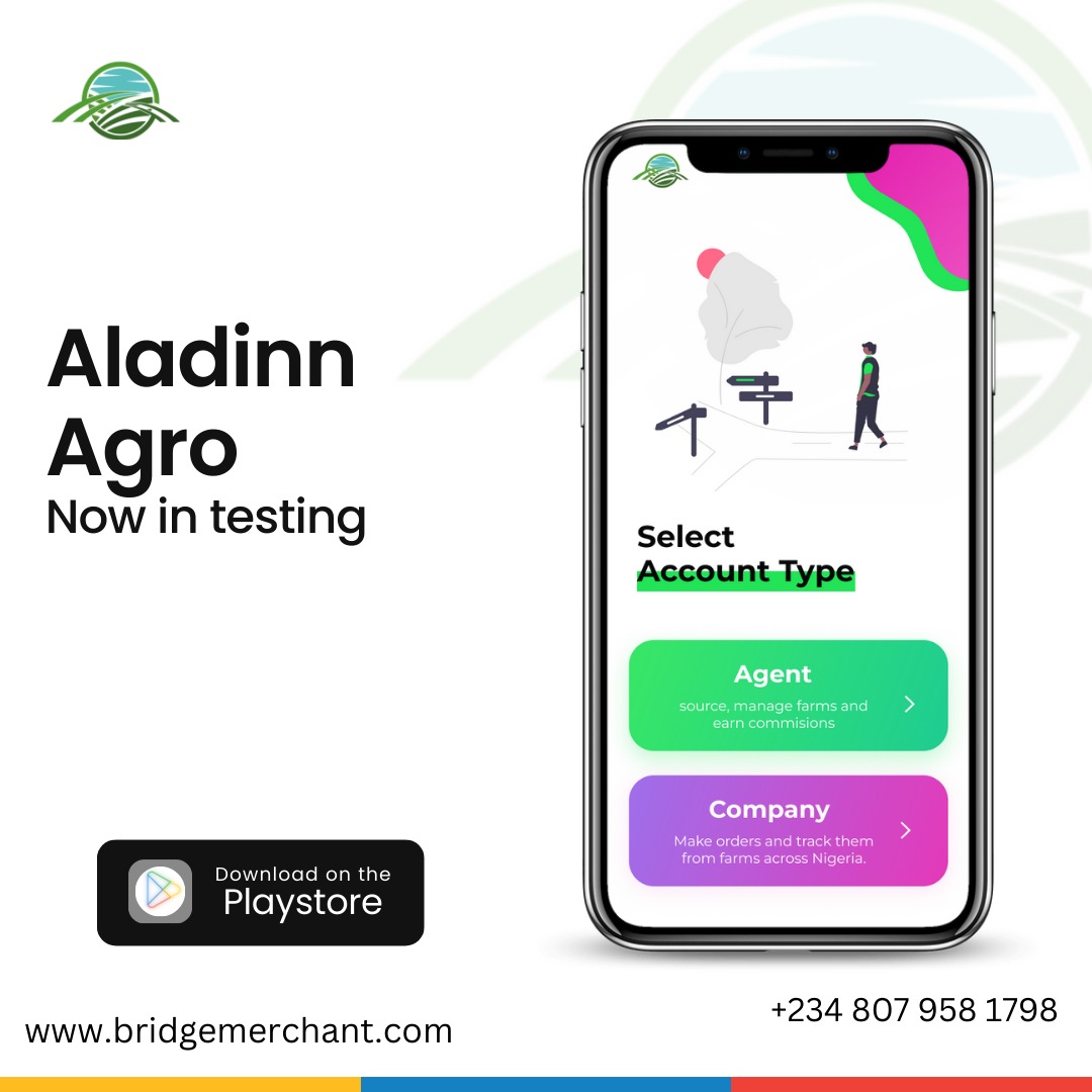 BridgeMerchant's tweet photo. We are testing new features on our #Beta ... Send us a DM to join our test, agents onboarding continue shortly.. only for #Android Users...
Let's redefine how food is produced together. We're #Bridge

#Agriculture
#Agritech
#Aladinn
#PostHarvestWaste
#FoodSecurity https://t.co/0CCDoJOAYa