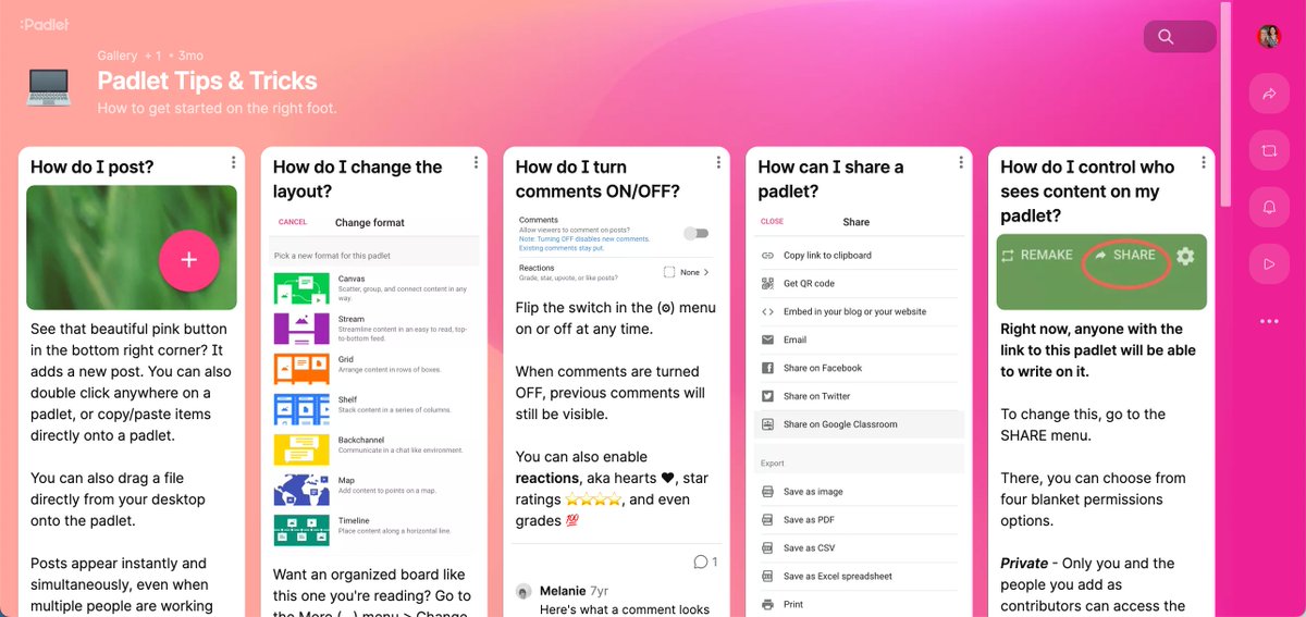 alicekeeler's tweet photo. 💥Check out the https://t.co/BkHheWRyNE Tips and Tricks

https://t.co/qaMfVp1Wqh 

#EdTech #ISTELive @padlet https://t.co/MIHdNEb0qX