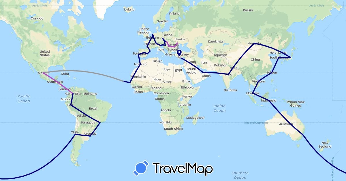 travel blog entry 2: rate my travel plan

few disclaimers: 
- i'm female 
- priority to places i've never been to 
- long time horizon (6 months) 
- prefer max cheap, but money not an issue