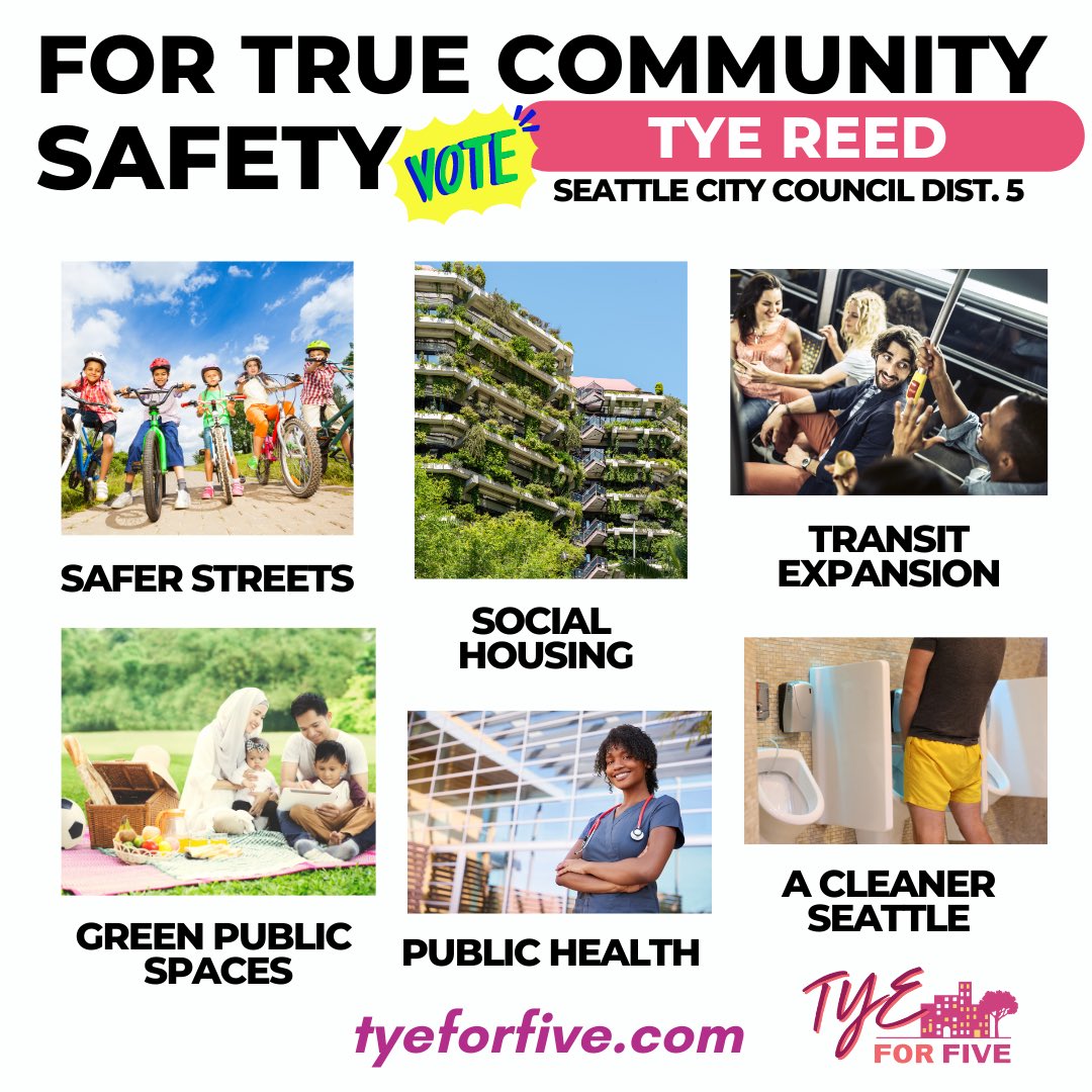TYE FOR TRUE PUBLIC SAFETY! 
Investing in robust wellness infrastructure is the smarter, proactive, and cost-efficient policy we need for a healthier and safer Seattle! #SaferStreets #AffordableHousing #TransitExpansion #GreenSpaces #PublicHealth #ProtectedBikeLanes #LetPeoplePee