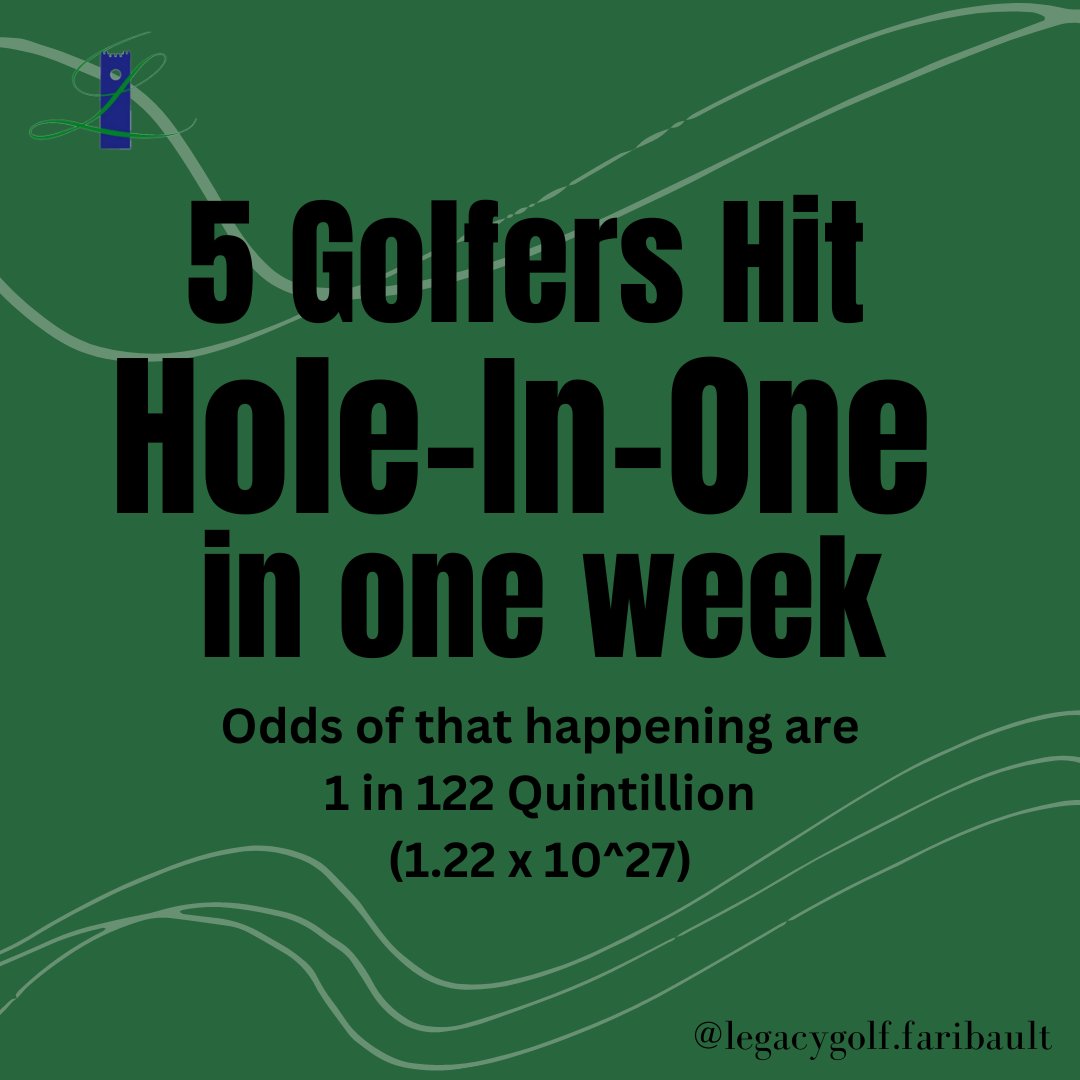 LegacyGolfMN's tweet image. We have recorded 5 verified Aces this week! The odds of which are UNFATHOMABLE! #Golf #golfnews #minnesotagolf #golfminnesota