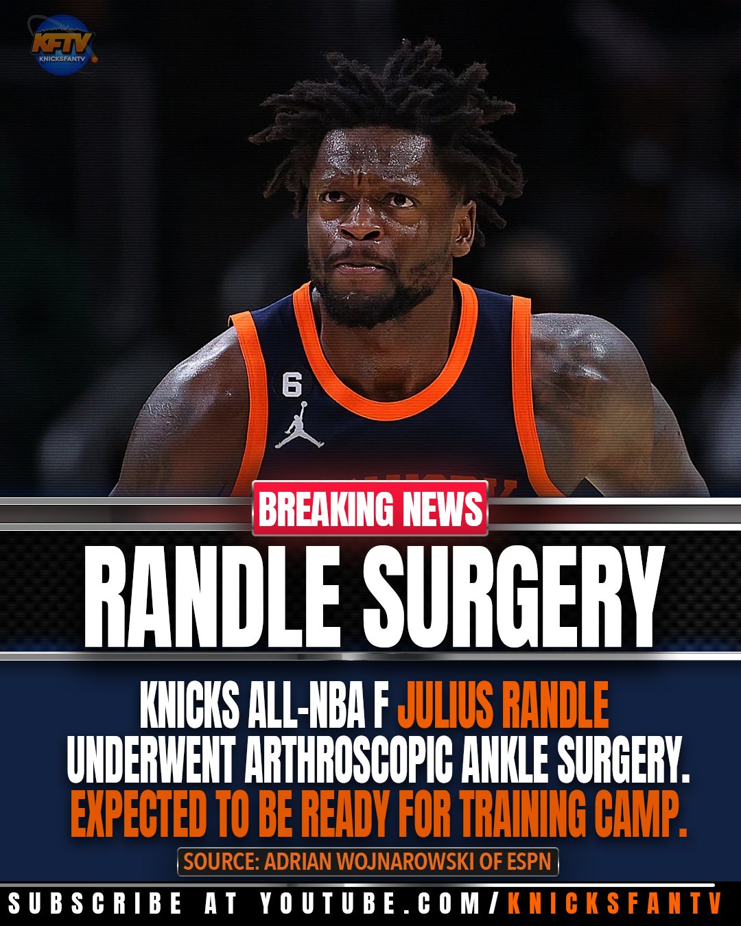 Knicks Julius Randle has arthroscopic surgery on left ankle