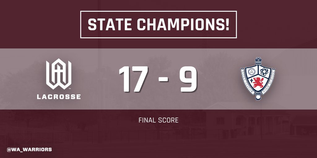 For the first time in program history your Wheaton Academy Lacrosse Team are State Champions!! The boys jumped on St Viator early and never looked back en route to a 17-9 victory in the State Final. Congrats boys!