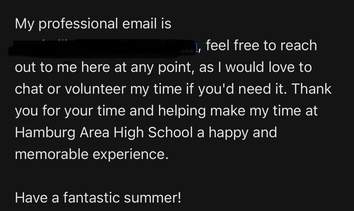 This email I received from a senior who just graduated proves how important health and PE are for our youth. We are here to teach our students skills to lead a healthy lifestyle in and out of school. This email is what it’s all about.  #physed #healthed