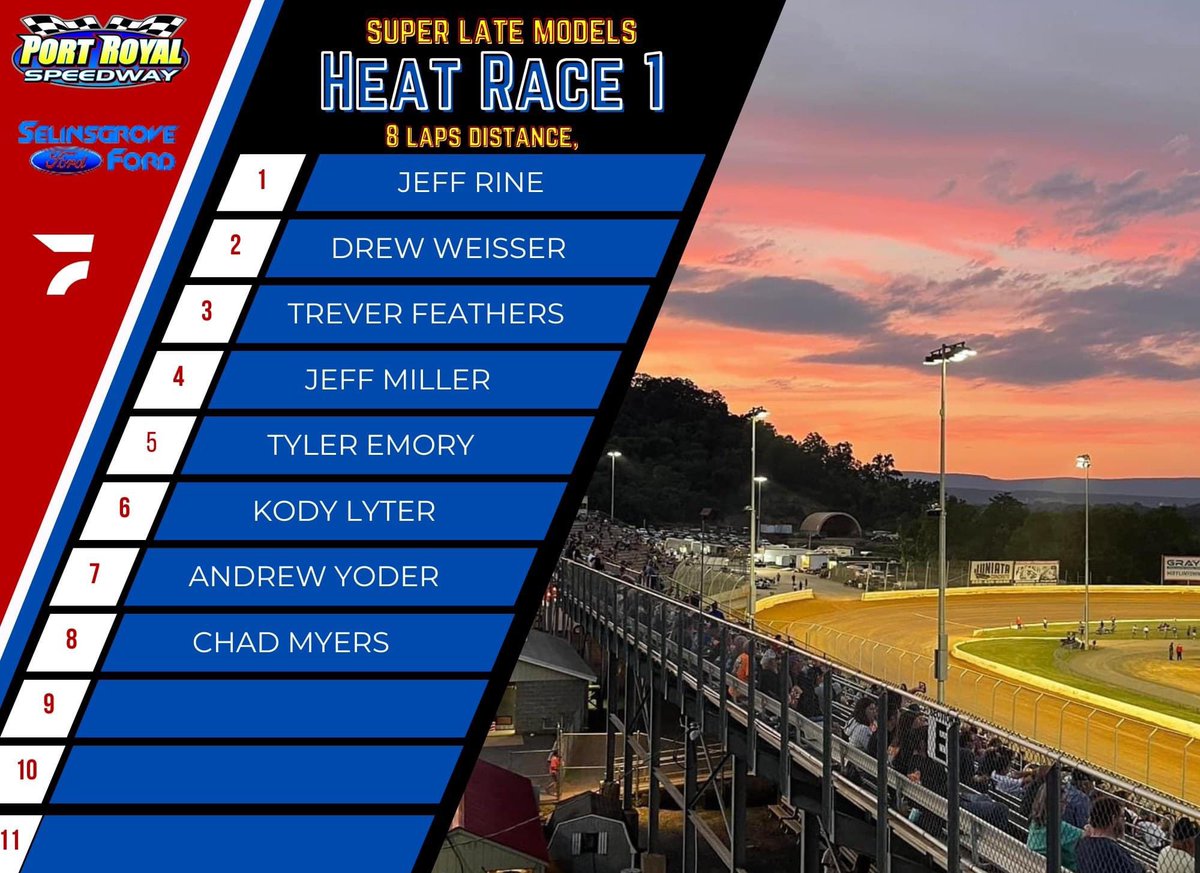 Port Royal Speedway SpeedPalace on Twitter "Your Selinsgrove Ford Super Late Model Heat Race