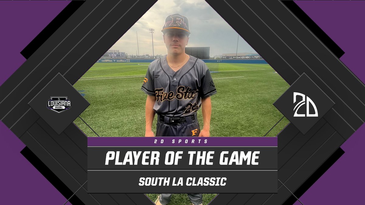 2DsportsbsbPOG's tweet photo. ⭐️ PLAYER OF THE GAME ⭐️

REECE BABEZ: 3IP, H, 2BB, 5K
Summer Team: @team_louisiana Lemelle

#SouthLaClassic
@2DsportsLA https://t.co/MO8QthPe37