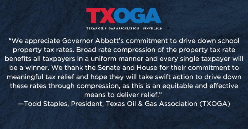 Driving down property tax rates provides LASTING relief for all Texans.

30+ homeowner, consumer, & business groups support my plan, and the House passed it.

When the Senate passes it, I’ll sign into law the largest property tax cut in Texas history.