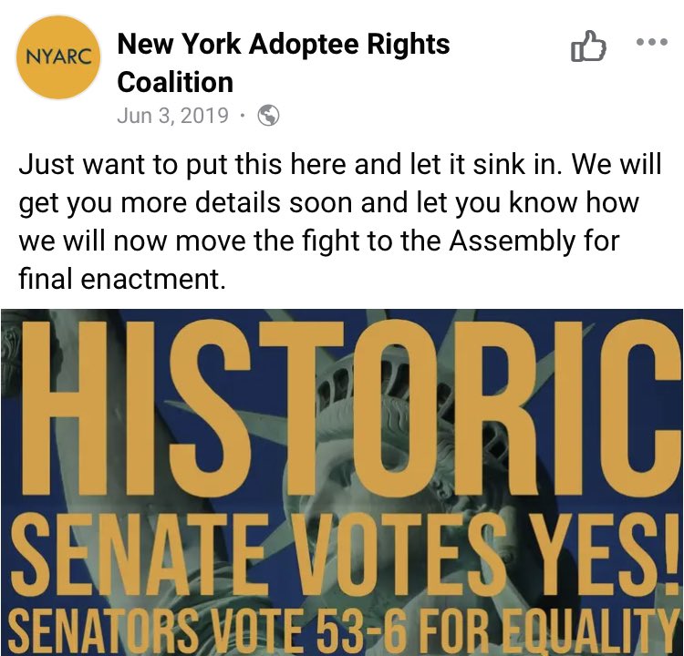 adopteelaw's tweet photo. Four years ago today. It was history in the making, and @NotYourAbortee and @FauxClaud were there on the Senate floor as it happened. Thanks @nyadopteerights! https://t.co/RtQBemLvtU