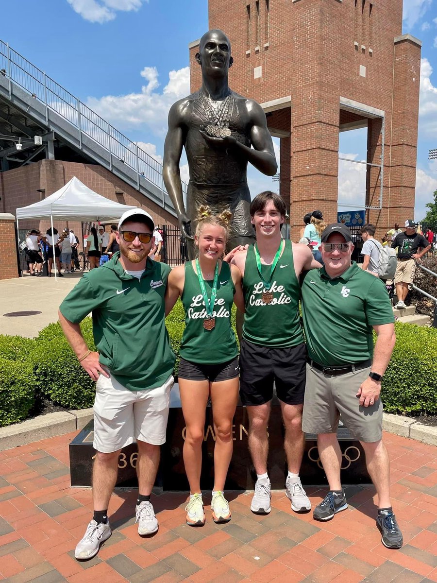 LakeTrackXC's tweet photo. Great, extremely hot, 2 days at the OHSAA Div 2 State Championship Meet for Claire and TJ! 💚🤍 https://t.co/K2aeaJDjsU