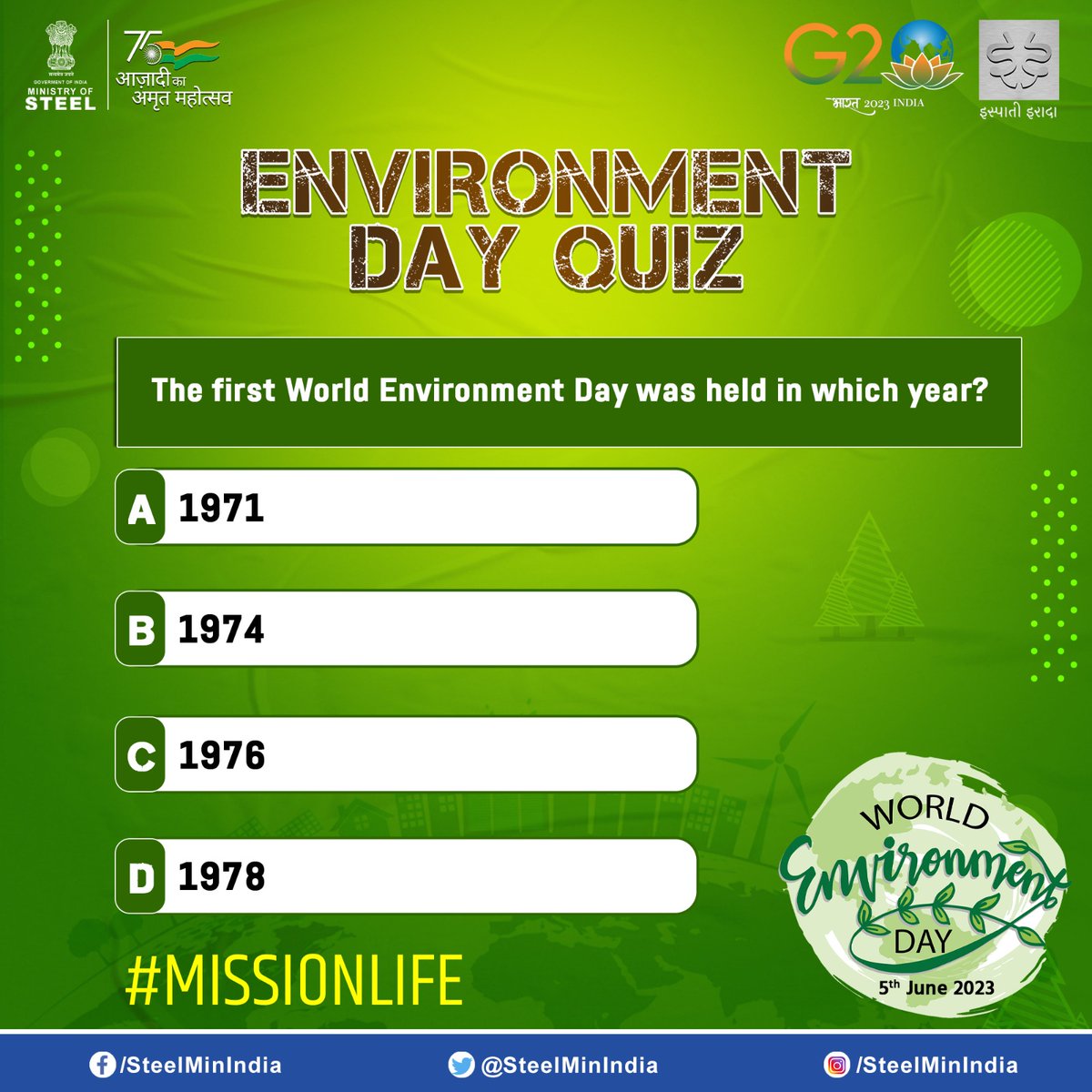 🌍 Join our World Environment Day quiz and test your eco-knowledge! 🌱 

Challenge yourself, learn, and celebrate nature's beauty. 🌿

#MissionLiFE #WorldEnvironmentDay #QuizTime #EcoTrivia 
@moefcc