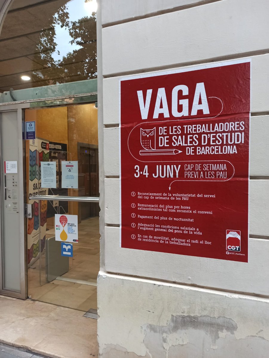 🔴 Seguiment total de la vaga de sales d'estudi! <a href="/Fundperetarres/">Fundació Pere Tarrés</a> es nega a revertir les condiciones de precarietat, nosaltres responem! 

👉 Jaume Fuster - Gràcia
👉 Montserrat Abelló - Les Corts
👉 Mercè Rodoreda - Guinardó
👉 Vapor Vell - Sants