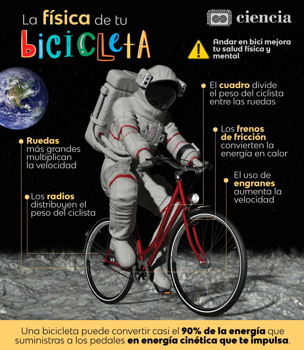 ¡A rodar! 🚵‍♀️ Hoy es el #DiaMundialDeLaBicicleta 🚲 y te compartimos parte de la física que hay detrás de este medio de transporte asequible 🫰 y ambientalmente sostenible. 🌎

🌳 ¿Cómo contribuir al cuidado del planeta? 🚴 👉bit.ly/3OQoWtN

#CienciaAMC #PorLaNaturaleza