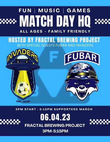 invaderssg's tweet image. Come be a part of the invasion!

Join us at Fractal Brewing Project tommorow for our tailgate and march to the stadium!