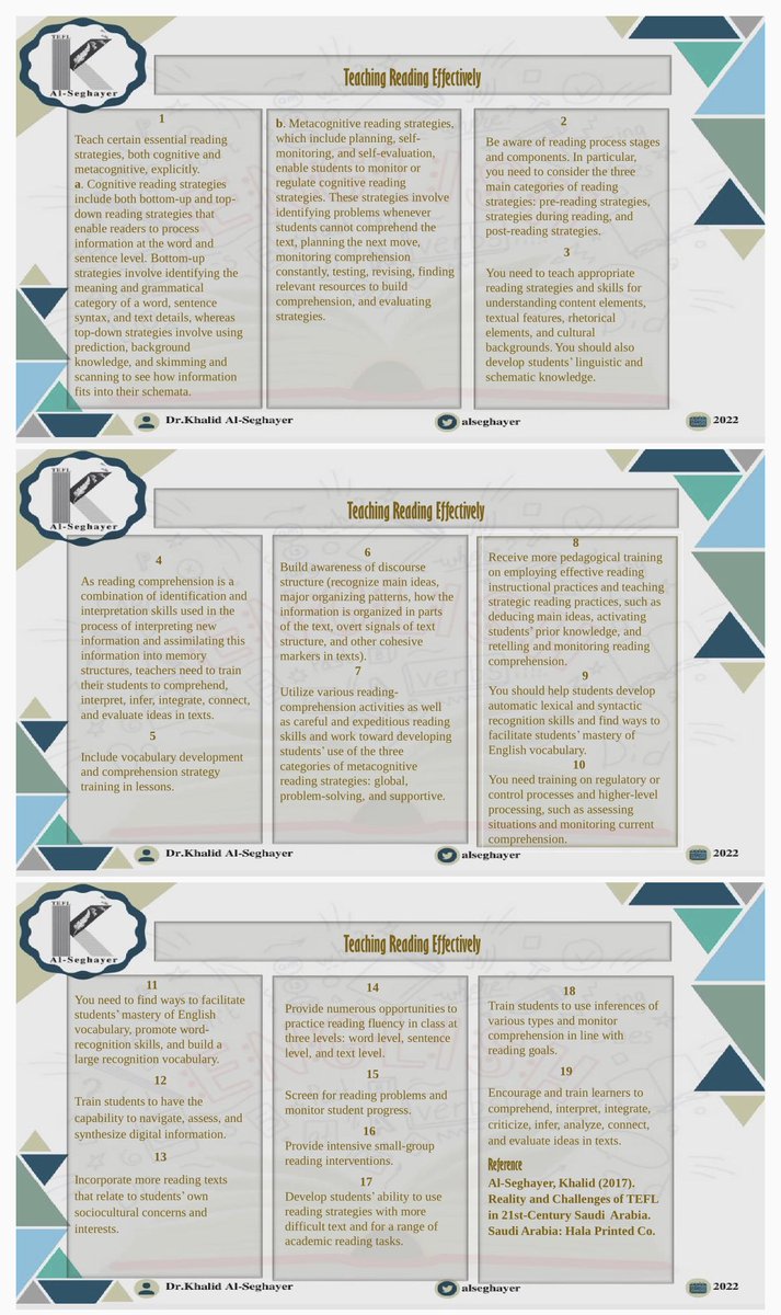 إليك 19 مقترحاً ليكون بإمكانك تدريس مهارة القراءة باللغة الإنجليزية بفعالية وكفاءة.