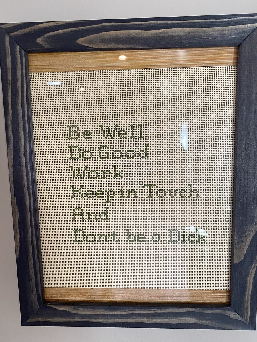 @thehouseofpod When I asked my mom to do a needlepoint sampler that read “don’t be a dick” - cage made this instead. She thought my version was a little curt. People need to start living without being dicks or assholes. I hope those people didn’t ruin your walk.