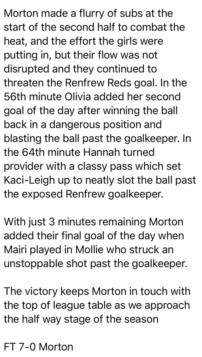 Renfrew red 0 Morton 14s white 7