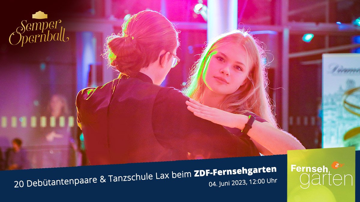 "Tanzend um die Welt!" Unter diesem Motto treten morgen 20 unserer Debütantenpaare beim ZDF-Fernsehgarten auf 💃🕺. Gerne einschalten, 12:00 Uhr geht's los!👍
#tanzendumdiewelt #fernsehgarten #semperopernball #visitdresden #debütanten #lasstunstanzen #dresdentanzt #tanzschulelax