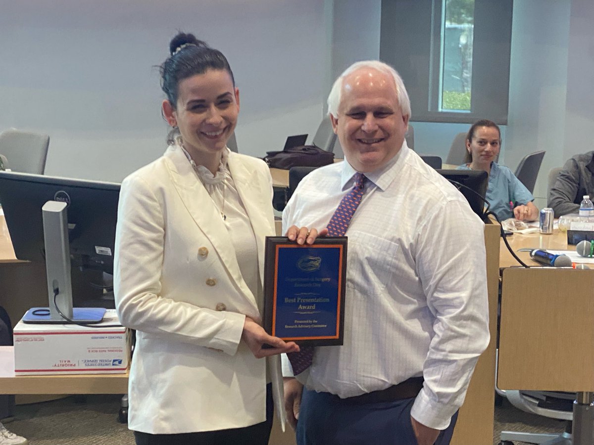 Congrats to ⁦<a href="/UFSurgery/">UF Surgery</a>⁩ ⁦<a href="/UFSurgResidents/">UF Surgery Residents</a>⁩ Dr Valerie Polcz, 1st at Resident Research Day for “BCG Vaccination at Birth Induces a Regulatory Response, which Prevents Excessive Inflammatory Responses Associated with Murine Neonatal Sepsis and DEA”, mentor Dr Larson