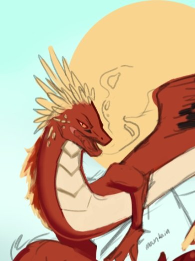 no humans pokemon (creature) dragon solo signature sun blue background  illustration images